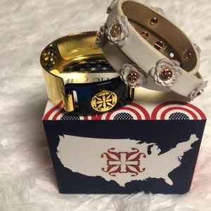 Blue and White Rustic Cuff Set